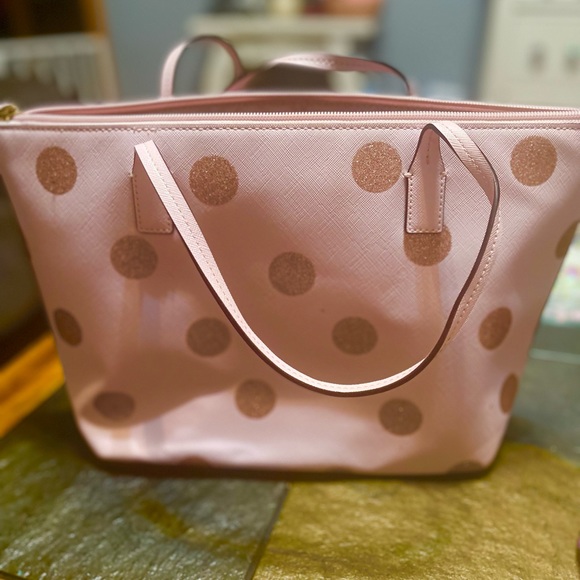 Pink polka dot Kate Spade purse - Picture 2 of 5